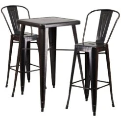 Flash Furniture Commercial Grade 23.75" Square Metal Indoor-Outdoor Bar Table Set With 2 Stools With Backs 29 Flash Furniture Commercial Grade 23.75" Square Metal Indoor-Outdoor Bar Table Set With 2 Stools With Backs -Furniture GUEST c708ba72 fe90 42ae 9add 6d5a2cafcfca