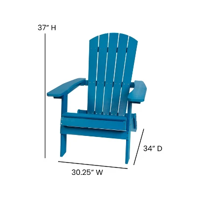 Flash Furniture Set Of 2 Charlestown All-Weather Poly Resin Folding Adirondack Chair 6 Flash Furniture Set Of 2 Charlestown All-Weather Poly Resin Folding Adirondack Chair - Image 6
