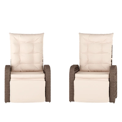 Flash Furniture Nemo Set Of 2 Indoor/Outdoor Patio Wicker Rattan Recliner Lounge Chairs With Flip Up Side Tables 14 Flash Furniture Nemo Set Of 2 Indoor/Outdoor Patio Wicker Rattan Recliner Lounge Chairs With Flip Up Side Tables - Image 14