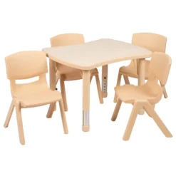 Flash Furniture 21.875"W X 26.625"L Rectangular Plastic Height Adjustable Activity Table Set With 4 Chairs -Furniture GUEST c8079485 a1de 4e59 8363 3db8b69d61b1