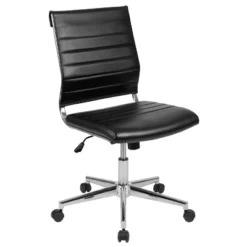 Flash Furniture Mid-Back Armless LeatherSoft Contemporary Ribbed Executive Swivel Office Chair -Furniture GUEST c8bf1bfd 5f59 450d bd9e 819410a71cf6