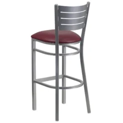 Flash Furniture Silver Slat Back Metal Restaurant Barstool