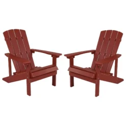 Flash Furniture Set Of 2 Charlestown All-Weather Poly Resin Wood Adirondack Chairs -Furniture GUEST c9df1387 3e01 43cc a377 dd97475fcdbf