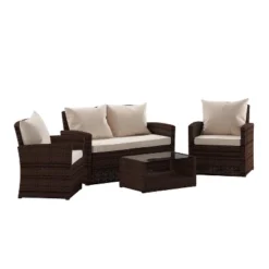 Flash Furniture Aransas Series 4 Piece Patio Set With Back Pillows And Seat Cushions -Furniture GUEST ca15f2e2 dfc1 4f48 ba1c ebe20d832542