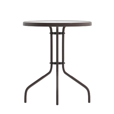 Flash Furniture Lila 23.75'' Round Glass Metal Table With 2 Metal Aluminum Slat Stack Chairs 11 Flash Furniture Lila 23.75'' Round Glass Metal Table With 2 Metal Aluminum Slat Stack Chairs - Image 11