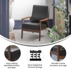 Flash Furniture Langston Commercial Grade Upholstered Mid Century Modern Arm Chair With Wooden Frame And Arms -Furniture GUEST ca9dd4e6 ad0e 4356 bf73 076a60863e50