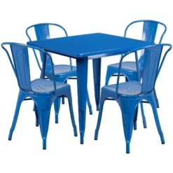 Flash Furniture Commercial Grade 31.5" Square Metal Indoor-Outdoor Table Set With 4 Stack Chairs -Furniture GUEST caa9d931 29b6 43a8 8933 349237837f70