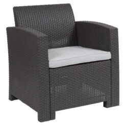 Flash Furniture Faux Rattan Chair With All-Weather Cushion -Furniture GUEST cb96fb70 33ef 4a65 99b6 ae9132c5d2cf