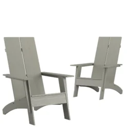 Flash Furniture Set Of 2 Sawyer Modern All-Weather Poly Resin Wood Adirondack Chairs -Furniture GUEST cc12d081 3f66 4b7d ad3a 5e3b4bafc655