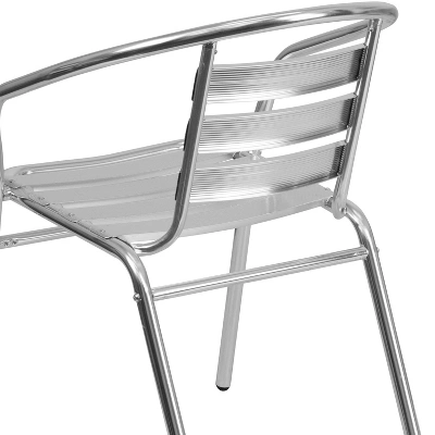 Flash Furniture Commercial Aluminum Indoor-Outdoor Restaurant Stack Chair With Triple Slat Back And Arms 4 Flash Furniture Commercial Aluminum Indoor-Outdoor Restaurant Stack Chair With Triple Slat Back And Arms - Image 4