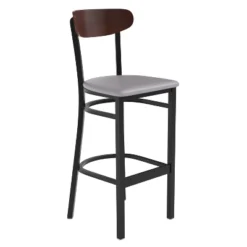 Flash Furniture Wright Commercial Grade Barstool With 500 LB. Capacity Steel Frame, Solid Wood Seat, And Boomerang Back -Furniture GUEST cc6efcab c658 427d 8d1b f4d33c11251c