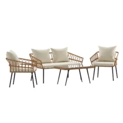 Flash Furniture Evin Boho 4 Piece Indoor/Outdoor Rope Rattan Patio Conversation Set With Tempered Glass Top Coffee Table And Cushions 27 Flash Furniture Evin Boho 4 Piece Indoor/Outdoor Rope Rattan Patio Conversation Set With Tempered Glass Top Coffee Table And Cushions -Furniture GUEST ccbb9d37 4713 46fa 8988 7bf40ee26423