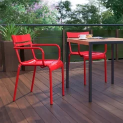 Flash Furniture Nash Commercial Grade Steel Indoor-Outdoor Stackable Chair With 2 Slats And Arms 16 Flash Furniture Nash Commercial Grade Steel Indoor-Outdoor Stackable Chair With 2 Slats And Arms -Furniture GUEST cd779dec 9fe2 4bde 8acd 39f5ad842a1d
