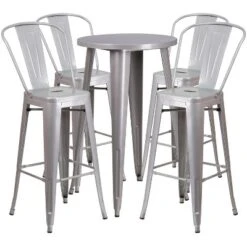 Flash Furniture Commercial Grade 24" Round Metal Indoor-Outdoor Bar Table Set With 4 Cafe Stools -Furniture GUEST cd9f2442 f249 4427 a2cd 24e1a04a6f7d