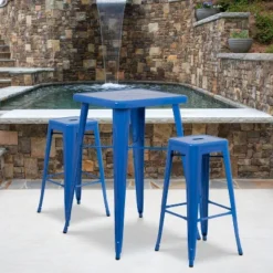 Flash Furniture Commercial Grade 23.75" Square Metal Indoor-Outdoor Bar Table Set With 2 Square Seat Backless Stools 21 Flash Furniture Commercial Grade 23.75" Square Metal Indoor-Outdoor Bar Table Set With 2 Square Seat Backless Stools -Furniture GUEST cde44351 eee3 4043 87ec d2e06e2f6784