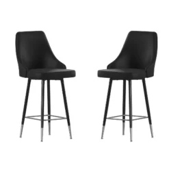 Flash Furniture Shelly Set Of 2 Commercial LeatherSoft Counter Height Bar Stools With Solid Black Metal Frames And Chrome Accented Feet And Footrests -Furniture GUEST cde7a8c6 0bf1 4d34 851d 161de97c8ac6