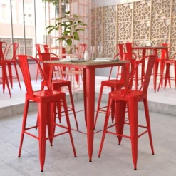 Flash Furniture Declan Commercial Indoor/Outdoor Bar Top Table, 31.5" Square All Weather Poly Resin Top With Steel Base -Furniture GUEST cdf7b9f9 b7f2 422a bfd1 815c00520436