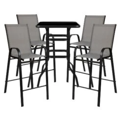 Flash Furniture Outdoor Dining Set - 4-Person Bistro Set - Outdoor Glass Bar Table With All-Weather Patio Stools 25 Flash Furniture Outdoor Dining Set - 4-Person Bistro Set - Outdoor Glass Bar Table With All-Weather Patio Stools -Furniture GUEST cecae929 9560 4411 94d8 815e3e370c3a