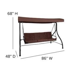 Flash Furniture Tellis 3-Seat Outdoor Steel Converting Patio Swing Canopy Hammock With Cushions / Outdoor Swing Bed -Furniture GUEST cef839d9 3f3a 41ae a813 910235c0d65b