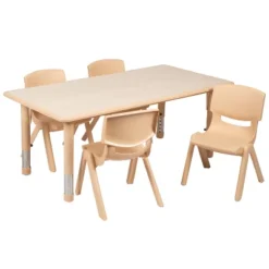 Flash Furniture 23.625"W X 47.25"L Rectangular Plastic Height Adjustable Activity Table Set With 4 Chairs 16 Flash Furniture 23.625"W X 47.25"L Rectangular Plastic Height Adjustable Activity Table Set With 4 Chairs -Furniture GUEST cf298a51 d304 467f 828e 8cb28864bf89