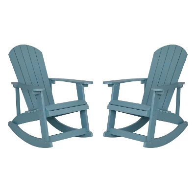 Flash Furniture Savannah All-Weather Poly Resin Wood Adirondack Rocking Chair With Rust Resistant Stainless Steel Hardware - Set Of 2 10 Flash Furniture Savannah All-Weather Poly Resin Wood Adirondack Rocking Chair With Rust Resistant Stainless Steel Hardware - Set Of 2 - Image 10