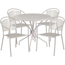 Flash Furniture Oia Commercial Grade 35.25" Round Indoor-Outdoor Steel Patio Table Set With 4 Round Back Chairs -Furniture GUEST cfc55c8f b1df 4cf5 a93b 1b9f7be9f1e7