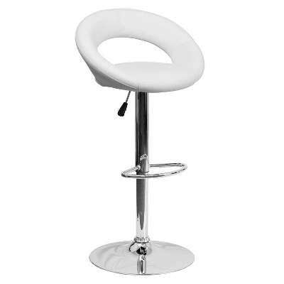 Flash Furniture Contemporary Vinyl Rounded Orbit-Style Back Adjustable Height Barstool With Chrome Base 7 Flash Furniture Contemporary Vinyl Rounded Orbit-Style Back Adjustable Height Barstool With Chrome Base - Image 7