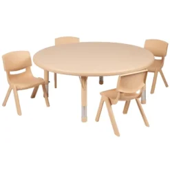 Flash Furniture 45" Round Plastic Height Adjustable Activity Table Set With 4 Chairs -Furniture GUEST d0a6d3d3 33d4 4360 b534 cb4ab114f752