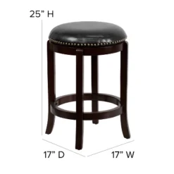 Flash Furniture 24'' High Backless Wood Counter Height Stool With LeatherSoft Swivel Seat -Furniture GUEST d16fa711 921e 4dda a675 290362b49dab