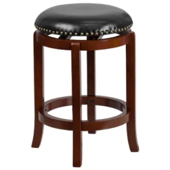 Flash Furniture 24'' High Backless Wood Counter Height Stool With LeatherSoft Swivel Seat -Furniture GUEST d1ccd0fa caae 4979 8ed0 8b7b7eff766f
