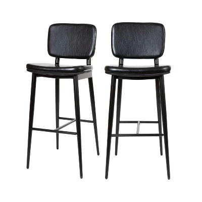 Flash Furniture Kenzie Commercial Grade Mid-Back Barstools - LeatherSoft Upholstery - Iron Frame With Integrated Footrest - Set Of 2 13 Flash Furniture Kenzie Commercial Grade Mid-Back Barstools - LeatherSoft Upholstery - Iron Frame With Integrated Footrest - Set Of 2 - Image 13