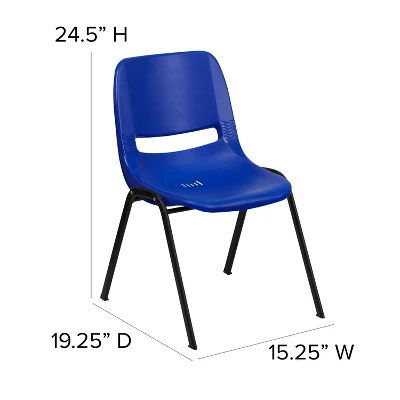 Flash Furniture HERCULES Series 440 Lb. Capacity Kid's Navy Ergonomic Shell Stack Chair With Black Frame And 14" Seat Height 4 Flash Furniture HERCULES Series 440 Lb. Capacity Kid's Navy Ergonomic Shell Stack Chair With Black Frame And 14" Seat Height - Image 4