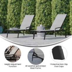 Flash Furniture Brazos Set Of 2 Adjustable Chaise Lounge Chairs With Arms, All-Weather Outdoor Five-Position Recliners 17 Flash Furniture Brazos Set Of 2 Adjustable Chaise Lounge Chairs With Arms, All-Weather Outdoor Five-Position Recliners -Furniture GUEST d278d3f3 c7b6 483c a21f 602a073f4f7d