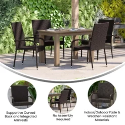 Flash Furniture Maxim Indoor/Outdoor Wicker Dining Chairs With Fade & Weather-Resistant Steel Frames For Patio And Deck -Furniture GUEST d2b517fb 4249 418b 91a4 e739f62795ce