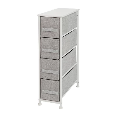 Flash Furniture 4 Drawer Slim Wood Top Cast Iron Frame Vertical Storage Dresser With Easy Pull Fabric Drawers 11 Flash Furniture 4 Drawer Slim Wood Top Cast Iron Frame Vertical Storage Dresser With Easy Pull Fabric Drawers - Image 11