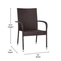 Flash Furniture Maxim Indoor/Outdoor Wicker Dining Chairs With Fade & Weather-Resistant Steel Frames For Patio And Deck -Furniture GUEST d3cd8050 02c8 403a b362 e404941b8b3d