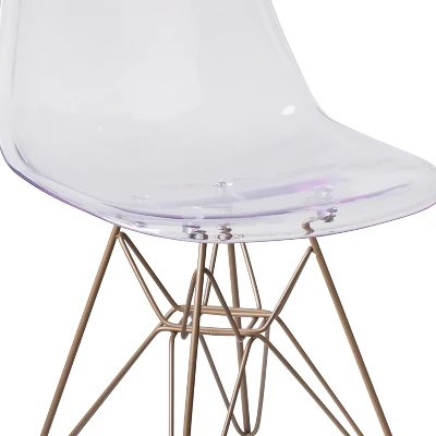 Flash Furniture Elon Series Ghost Chair With Gold Metal Base 5 Flash Furniture Elon Series Ghost Chair With Gold Metal Base - Image 5
