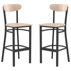 Flash Furniture Wright Set Of 2 Commercial Grade Barstools With 500 LB. Capacity Steel Frame, Solid Wood Seat, And Boomerang Back 37 Flash Furniture Wright Set Of 2 Commercial Grade Barstools With 500 LB. Capacity Steel Frame, Solid Wood Seat, And Boomerang Back -Furniture GUEST d45dbcc8 6a26 4579 8064 a733d722197f