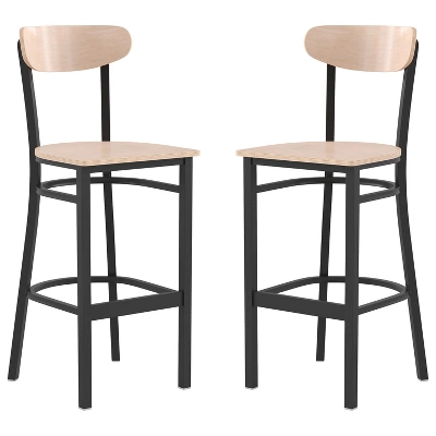 Flash Furniture Wright Set Of 2 Commercial Grade Barstools With 500 LB. Capacity Steel Frame, Solid Wood Seat, And Boomerang Back 18 Flash Furniture Wright Set Of 2 Commercial Grade Barstools With 500 LB. Capacity Steel Frame, Solid Wood Seat, And Boomerang Back - Image 18