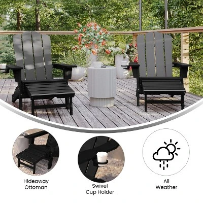 Flash Furniture Halifax HDPE Adirondack Chair With Cup Holder And Pull Out Ottoman, All-Weather HDPE Indoor/Outdoor Lounge Chair 5 Flash Furniture Halifax HDPE Adirondack Chair With Cup Holder And Pull Out Ottoman, All-Weather HDPE Indoor/Outdoor Lounge Chair - Image 5
