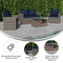 Flash Furniture Aransas Series 4 Piece Patio Set With Back Pillows And Seat Cushions -Furniture GUEST d489a286 c515 4bbe 8284 11340546243a