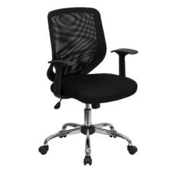 Flash Furniture Mid-Back Mesh Tapered Back Swivel Task Office Chair With LeatherSoft Seat, Chrome Base And T-Arms 9 Flash Furniture Mid-Back Mesh Tapered Back Swivel Task Office Chair With LeatherSoft Seat, Chrome Base And T-Arms -Furniture GUEST d50068b6 3313 48e3 8a70 0e6f76967a02