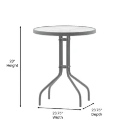 Flash Furniture Bellamy 23.75'' Silver Round Tempered Glass Metal Table -Furniture GUEST d520e914 c593 4047 83e2 13d11dba8983
