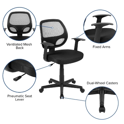 Flash Furniture Flash Fundamentals Mid-Back Mesh Swivel Ergonomic Task Office Chair With Arms 4 Flash Furniture Flash Fundamentals Mid-Back Mesh Swivel Ergonomic Task Office Chair With Arms - Image 4