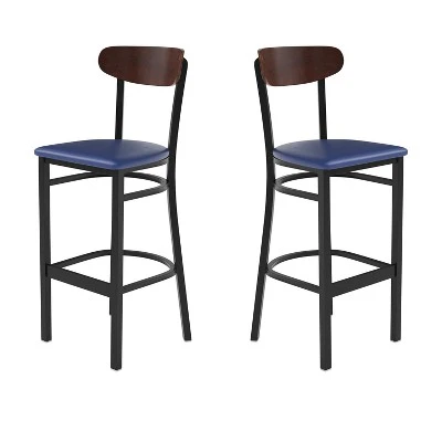 Flash Furniture Wright Set Of 2 Commercial Grade Barstools With 500 LB. Capacity Steel Frame, Solid Wood Seat, And Boomerang Back 13 Flash Furniture Wright Set Of 2 Commercial Grade Barstools With 500 LB. Capacity Steel Frame, Solid Wood Seat, And Boomerang Back - Image 13