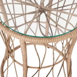 Flash Furniture Devon 3-Piece Indoor/Outdoor Bistro Set, Papasan Style Rattan Rope Chairs, Glass Top Side Table & Cushions -Furniture GUEST d5b8ffd2 4c62 4611 a90a 333ae727b5b4