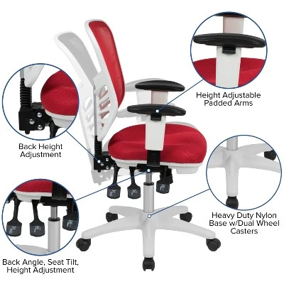 Flash Furniture Mid-Back Mesh Multifunction Executive Swivel Ergonomic Office Chair With Adjustable Arms 11 Flash Furniture Mid-Back Mesh Multifunction Executive Swivel Ergonomic Office Chair With Adjustable Arms - Image 11