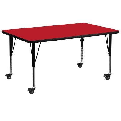 Flash Furniture Mobile 30''W X 72''L Rectangular HP Laminate Activity Table - Height Adjustable Short Legs 2 Flash Furniture Mobile 30''W X 72''L Rectangular HP Laminate Activity Table - Height Adjustable Short Legs - Image 2