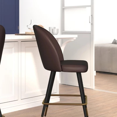 Flash Furniture Lyla Set Of 2 Commercial Modern Armless Counter Stools With Contoured Backrests, Steel Frames And Footrests-Set Of 2 4 Flash Furniture Lyla Set Of 2 Commercial Modern Armless Counter Stools With Contoured Backrests, Steel Frames And Footrests-Set Of 2 - Image 4