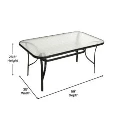 Flash Furniture Tory Commercial Grade Patio Table With Tempered Glass Top With Umbrella Hole And Steel Tube Frame -Furniture GUEST d677262d ac1d 4033 9e96 025c35a955f8